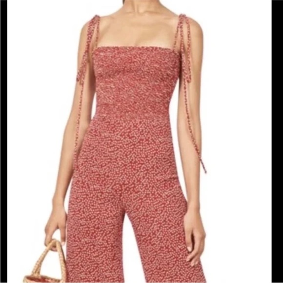 Reformation - Maxwell Red Floral Jumpsuit - Size 12 - Picture 2 of 8